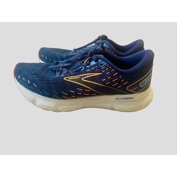 Brooks Mens Glycerin 20 Blue Orange White Men’s 9 Road Running Shoes Comfort - Picture 1 of 11